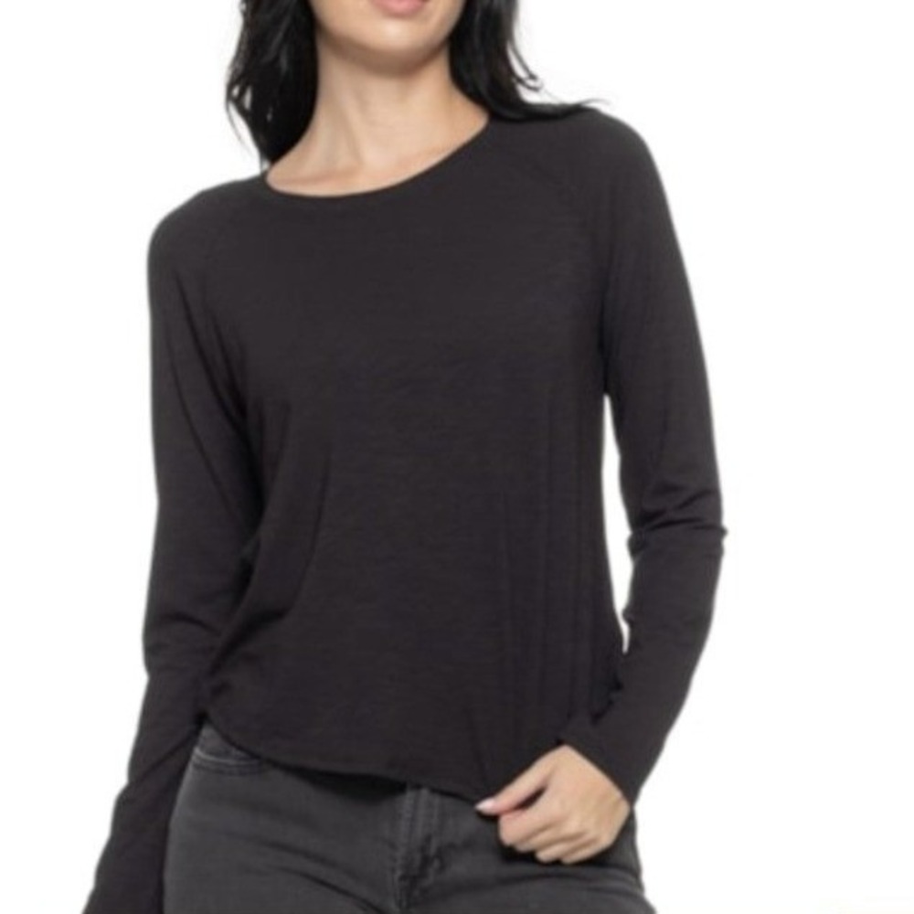 C&C California Women's Size Medium Crew Neck Raglan T-Shirt Long Sleeve Black
